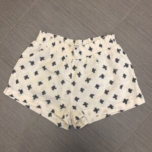 Madewell small cream black pattern elastic pull on shorts 100% cotton